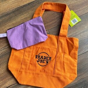 Trader Joe's Orange Tote with Purple Pouch